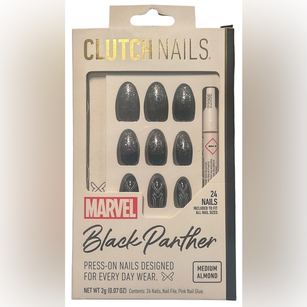 Clutch Nails- Marvel BLACK PANTHER 24 Press-On Nails Medium Almond